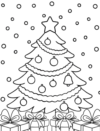 Christmas tree colouring page – large print